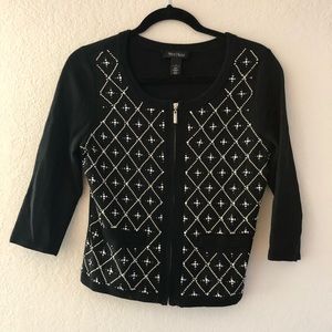 White House Black Market Silver Beaded Sweater